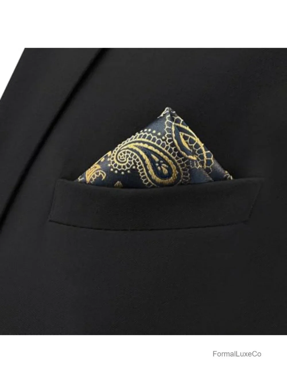 Paisley Silk Blend Pocket Square for Men - Jacquard Woven, Wrinkle Resistant